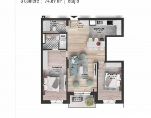 Apartament 3 camere în bloc nou, Mărăști, zona Kauufland