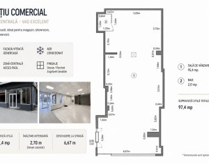 Spatiu comercial 97mp, parter langa piata Marasti